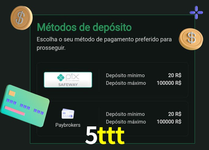 O cassino 5ttt oferece uma grande variedade de métodos de pagamento